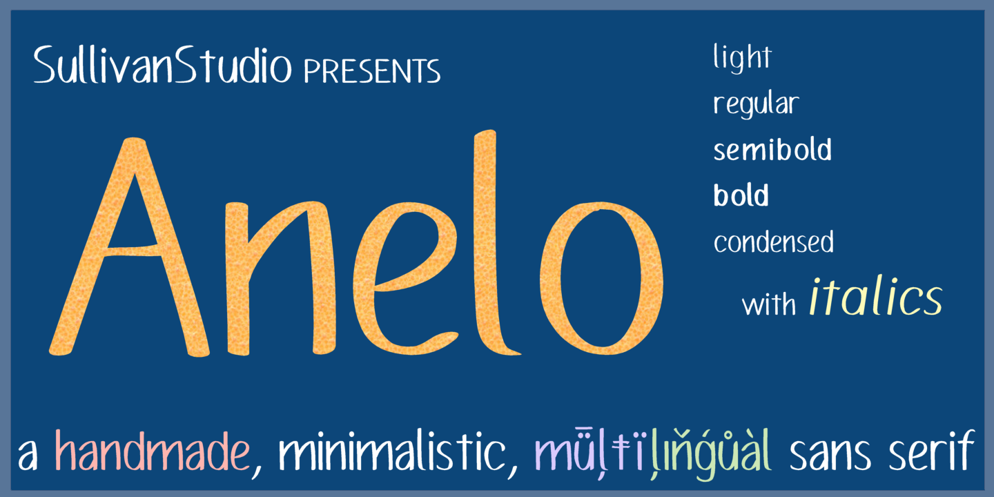 Beispiel einer Anelo Condensed Semibold Italic-Schriftart